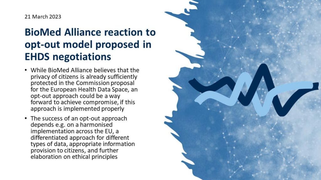 BioMed Alliance shares reaction to opt-out model proposed in EHDS negotiations