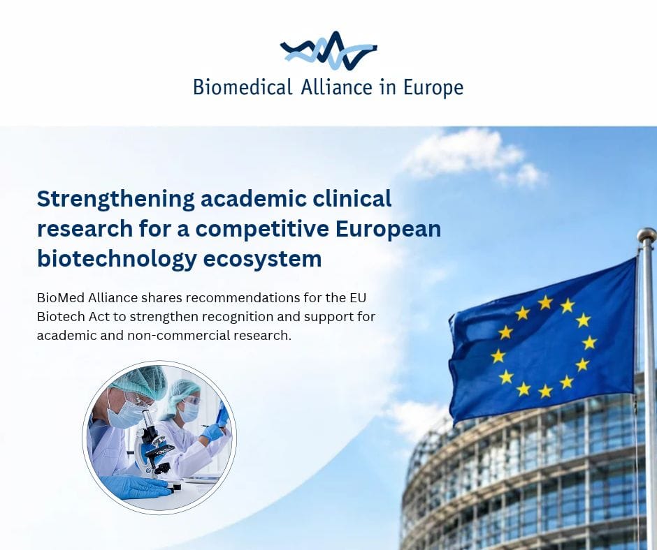 BioMed Alliance calls for stronger recognition of academic clinical research in the EU Biotech Act
